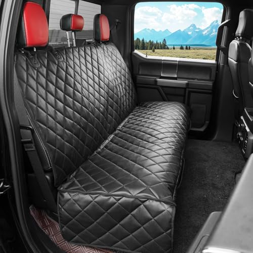 Dog Car Seat Cover for Back Seat,Waterproof Truck Back Seat Cover for Dogs ,Heavy-Duty Scratchproof Pu Leather Bench Seat Covers for Trucks Ford F150/Chevrolet Silverado/Ram1500/GMC Sierra/Toyota - color: Black, size: X-Large Back Seat Cover