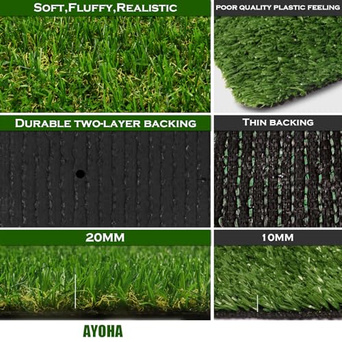 AYOHA Artificial Turf Grass 1' x 5' with Drainage, 0.8 Inch Realistic Fake Grass Rug Indoor Outdoor Lawn Landscape for Garden, Balcony, Backyard, Patio, Synthetic Turf Mat for Pet Dogs, Customized - size: 1 ft x 5 ft