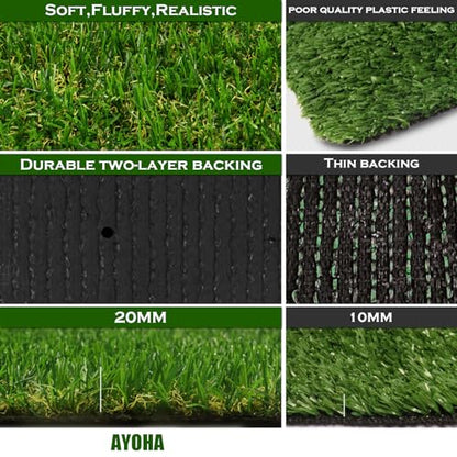 AYOHA Artificial Turf Grass 1' x 11' with Drainage, 0.8 Inch Realistic Fake Grass Rug Indoor Outdoor Lawn Landscape for Garden, Balcony, Backyard, Patio, Synthetic Turf Mat for Pet Dogs, Customized - size: 1 ft x 11 ft