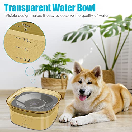 UPSKY 70oz No Spill Dog Bowl - 2L Large Capacity Spill Proof Slow Water Feeder for Messy Drinkers, Cats & Vehicles - color: F-Yellow, size: 2 L