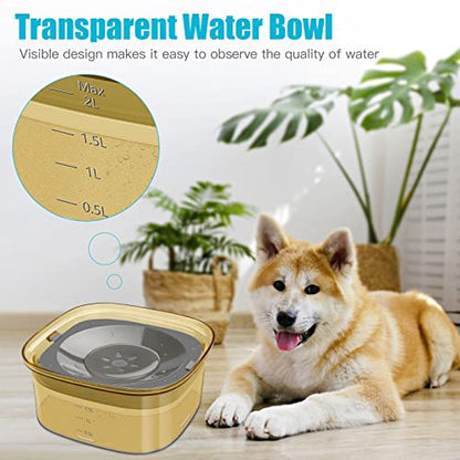 UPSKY 70oz No Spill Dog Bowl - 2L Large Capacity Spill Proof Slow Water Feeder for Messy Drinkers, Cats & Vehicles - color: F-Yellow, size: 2 L