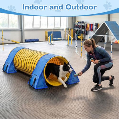 Silipull 2 Set Dog Agility Tunnel Sandbags, Dog Tunnel Weight Bags Heavy-Duty PVC Weatherproof Design, Adjustable for 18"-26" Diameter for Stabilizing and Securing, Blue (Tunnels Not Included)