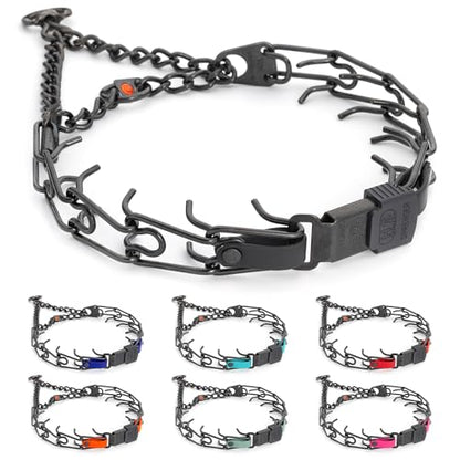 Herm Sprenger Black Stainless Steel Dog Collar with Quick Release ClicLock Buckle and Biothane Insert Training Collar Made in Germany (Black, 23in x 3.2mm(Neck Size up to19-20in)) - color: Black, size: 23in x 3.2mm(neck size up to19-20in)