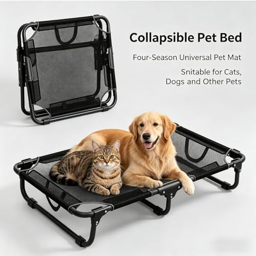 Elevated Dog beds Suitable for Small and Large Pets-Portable Folding Dog beds, with Breathable Cooling nets, Indoor and Outdoor cat hammocks in Summer and Outdoor Elevated Dog beds.