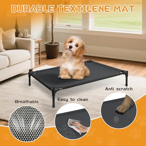 Outdoor Dog House, 2-in-1 Dog House for Small/Medium Dogs, Thicken Weatherproof Canopy Puppy Shelter Elevated Dog Bed with Windows (White, 36 Inch)