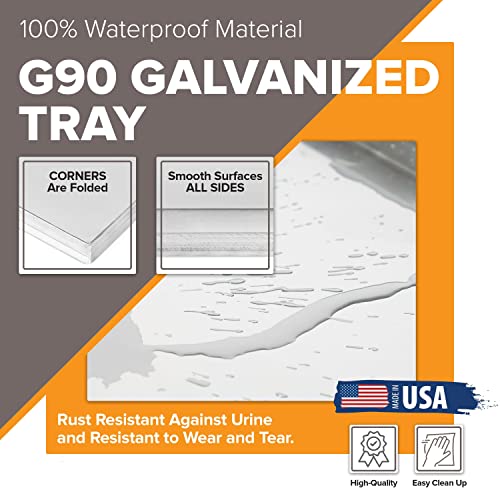 Pinnacle Systems GZ 35x22.625x1 Frisco Metal Replacement Crate Tray for Heavy Duty Single and Double Door Dog Crate Chew Proof Crack Proof Multipurpose Tray (Galvanized, 35" L X 22.625" W X 1") - size: 35"L x 22.625"W x 1"H