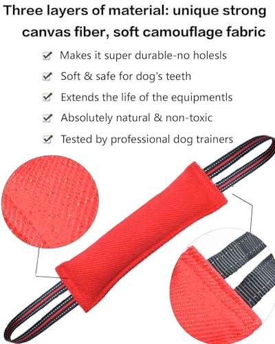 Clysoru Tug Toy for Dogs Tug of War Dog Toy with 2 Strong Red Band Handles Lasting Training Equipment Puppy to Large Dogs Interactive Toy Best for Tug of War Pull Indestructible Rope Toys (Vermeil) - color: vermeil