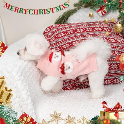 LUBOT NEW Ugly Christmas Sweaters for Puppy Cute Funny Wintertime and Holiday Parties Knitted Pullover Sweater Santa Small Dog Pink X-Large - color: Pink, size: X-Large