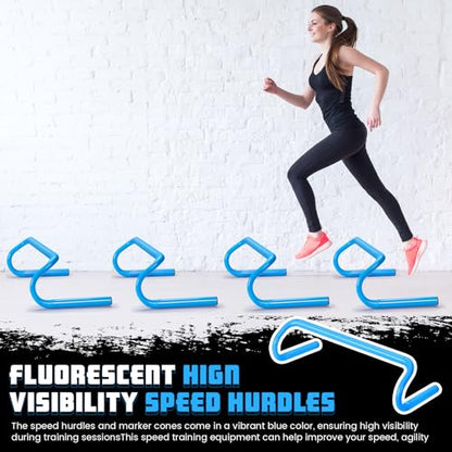 Wettarn 10 Pcs Speed Agility Training Hurdles Detachable Durable Hurdle Agility Plyometric and All Purpose Speed Training Equipment for Athletes Soccer Basketball - color: Blue, size: 6 Inch