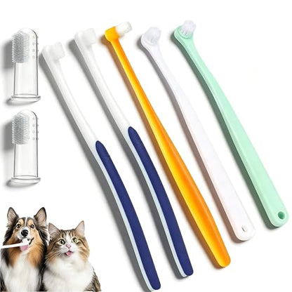 5Pack Ultra Soft Pet Toothbrush for Small Dog & Cat Toothbrush Set with 2 Finger Brushes - Soft Bristles for Gentle Pet Dental Care, Teething & Gingivitis Prevention for Puppies & Kittens - color: Model A-small Head