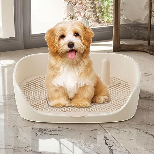 Dog Toilet Training Potty Tray, Pet Pan Bedpan Training Pads Holder Training Pad Toilet Potty Trainer for Small Animals, Home, Puppy, Beige 48x37x13cm - color: Beige 48x37x13cm