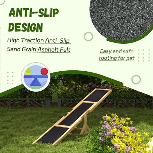 Wooden Dog Agility Seesaw for Training and Exercise, Durable Outdoor Pet Activity Equipment with Anti-Slip Surface, Yellow