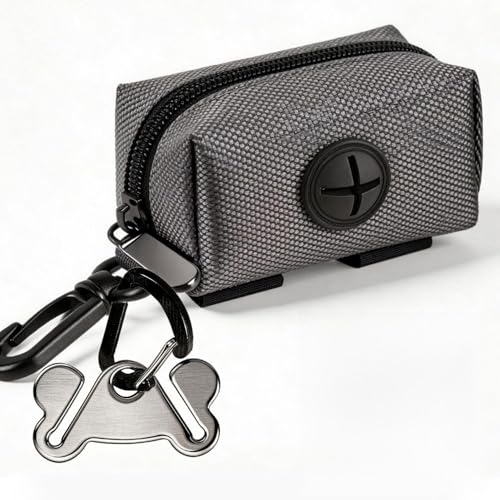 Dog Waste Bag Dispenser Pet Poop Bags Holder for Doggie Waste Bags Dispensers Soft Fabric Zipper Small Doggy Puppy Pouch for Leash Accessory Attachment with Carrier,Grey - color: 1PC Grey, size: 1 Count (Pack of 1)