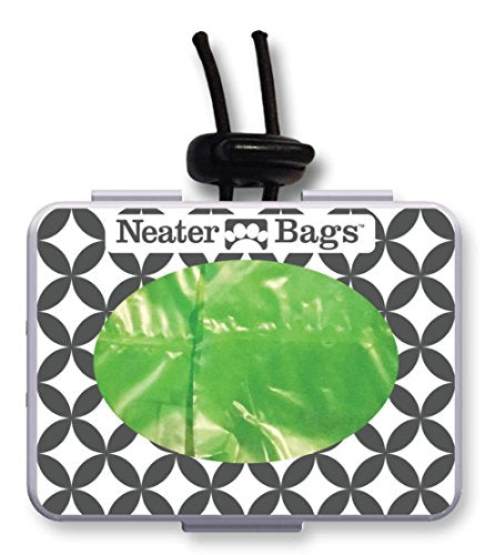 Neater Pet Brands Neater Bags Dog Waste Bag, No Rolls - Dog Poop Bags Dispense One at a Time, Doggie Poop Bag with Easy-Tie Handles, Dispenser Attaches to Any Leash (210 Count, Black Diamond Print) - size: 210 Bags + Black Dispenser