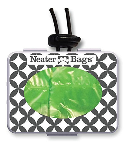 Neater Pet Brands Neater Bags Dog Waste Bag, No Rolls - Dog Poop Bags Dispense One at a Time, Doggie Poop Bag with Easy-Tie Handles, Dispenser Attaches to Any Leash (210 Count, Black Diamond Print) - size: 210 Bags + Black Dispenser