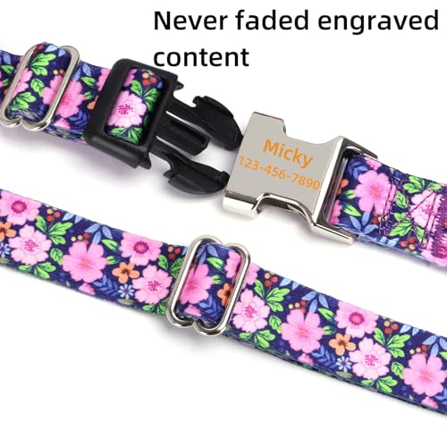 Personalized Custom Customized Engraved Training Martingale Dog Collars with ID Name and Phone Number Buckle for Small Medium Large Dogs