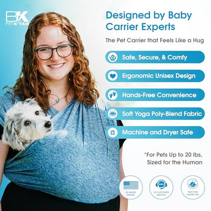 Pet K’tan Anti Anxiety Wearable Cat & Dog Carrier – Hands-Free Front Facing Adjustable Pet Cuddler Sling for Small to Medium Pets & Puppies up to 20 lbs | Pawquamarine | Small - size: Small