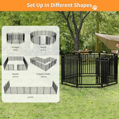 Thickened Metal Tube Dog Playpen Outdoor, Low Threshold Dog Pen, Heavy Duty 40" H 8 Panels for Pet Playpens Indoor, Portable Pet Fence for Yard RV Camping - style: 40" height