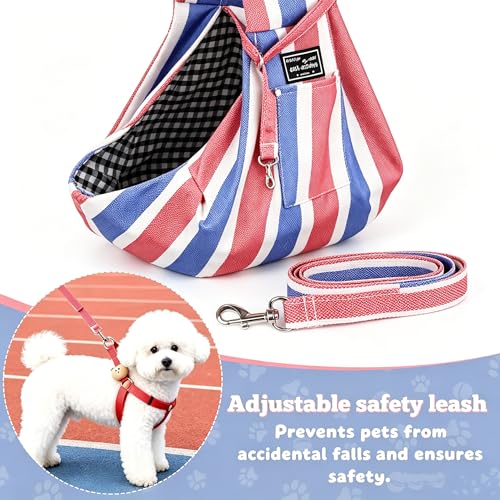 Small Pet Sling Carrier Breathable Texture with Pocket Pet Cross Body Shoulder Bag Dog Cat for Outdoor Travel(Color Stripe) - color: colourful
