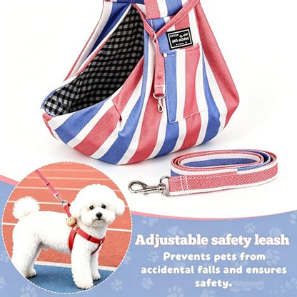 Small Pet Sling Carrier Breathable Texture with Pocket Pet Cross Body Shoulder Bag Dog Cat for Outdoor Travel(Color Stripe) - color: colourful