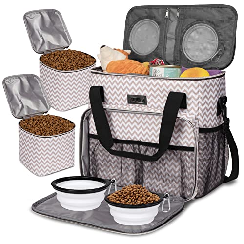 BAGLHER Dog Travel Bag, Pet Travel Bag (ALL Pet Travel Supplies), With 2 Pet Food Containers and 2 Collapsible Silicone Bowls; Essential Kits for Travel BLW - color: BLW, size: Medium