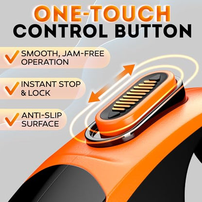 Update Retractable Dog Leash up to 100 lbs – Heavy Duty Reflective Leash – Soft Anti-Slip Grip Outdoor Daily