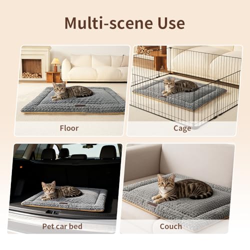 SOMAHE Cat Beds Flat Cat Bed Mat, Premium Plush Cat Mat with Non-Slip Bottom, 1.2" Thick All-Season Kneading Cushion, Machine Washable Anti-Static Pet Bed 15×23Inch, Grey - color: Grey, size: 23"L x 15"W x 1.2"Th