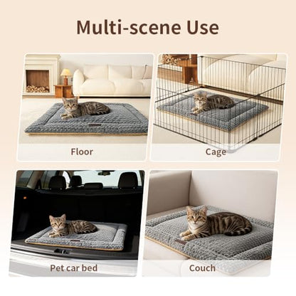 SOMAHE Cat Beds Flat Cat Bed Mat, Premium Plush Cat Mat with Non-Slip Bottom, 1.2" Thick All-Season Kneading Cushion, Machine Washable Anti-Static Pet Bed 15×23Inch, Grey - color: Grey, size: 23"L x 15"W x 1.2"Th