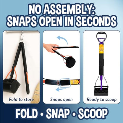 Bodhi Dog 32" Tall Non-Breakable Pooper Scooper for Large Dogs - Lightweight, Foldable Design with Extra Long Handle (Purple) - color: Purple