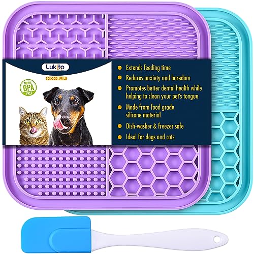2PCS Licking Mat for Dogs with Suction Cups, Premium Lick Pad for Anxiety Relief, Slow Feeder Dog Bowls, Perfect for Bathing, Grooming and Training - color: Small-2 pcs+1 Spatula