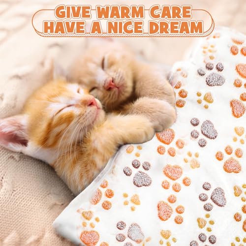 Tegeme 12 Pcs Pet Blankets 30 x 20 Inch Soft Fluffy Fleece Dog Cat Warm Paw Print Pattern Blankets Flannel Throw for Pets Dog Puppy Cat(White) - color: White, size: 30 x 20 Inch