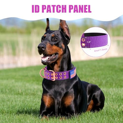 Heavy Duty Tactical Dog Collar with Neoprene Padded and Metal Buckle, Reflective Nylon for Medium to Large Dogs(Purple, Medium) - color: Purple, size: Medium (Pack of 1)