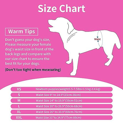 Washable Female Dog Diapers for Medium Dogs,Pack of 4 Reusable Doggie Diapers Super Absorbent Dogs Pants in Period,Heat Cycle,Incontinence,Excitable Urination,Large - size: Large