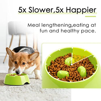 Super Design Slow Feeder Dog Bowl, Melamine, 1.5 Cup, Green, 8.6 x 8.4 x 2.7 in, 1.39 Pounds - color: Green, size: L