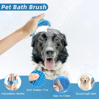 Dog Brush Dog Grooming Kit 7PCS Dog Brush for Shedding-Dog Brushes for Grooming, Dematting Comb, Nail Clipper with Nail File, Flea Comb, Pet Comb, Bath Brush(Blue)