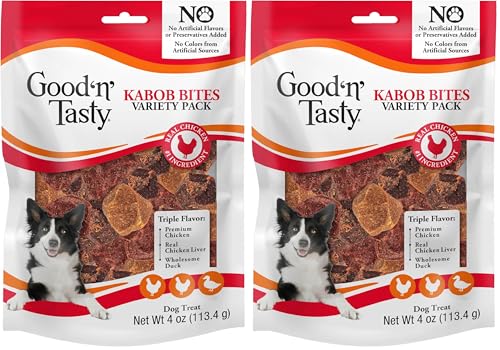 Good ‘N’ Tasty Kabob Bites, Treats for Dogs, Treat Your Pet to a Snack Made with Real Chicken, 4 Ounces (Pack of 2) - size: 4 Ounce (Pack of 2), style: Kabob Bites