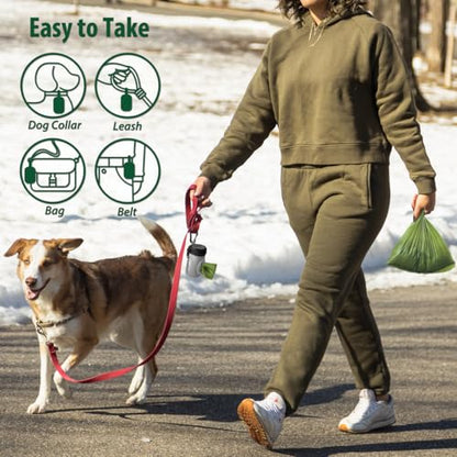 FURHAB Glow Dog Poop Bag Holder for Leash Doggie Waste Bag Dispenser Puppy Potty Carrier Small Doggy Zipper Pouch with Carabiner Clip 1680D Nylon Oxford with 1 Roll of Pet Trash Bags, Silver - color: Silver