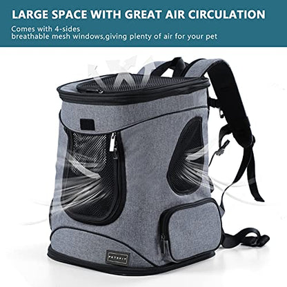 Petsfit Pet Backpack Carrier with Upgrade Waist Cushion Design to Better Fit the Waist, Suitable for Small and Medium Cats, and Rabbits up to 18 Pounds - color: Gray