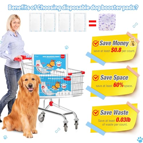 Dog Diaper Liners for Dog Diapers Male and Female 150ct Super Absorption Disposable Booster Pads for Most Reusable Pet Belly Bands, Washable Puppy Diapers Wraps - size: Regular (150 Count)