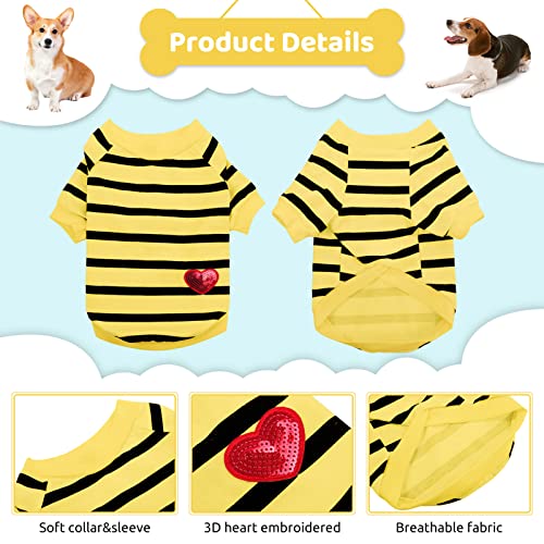 Pet Dog Striped T-Shirt Dogs Cats Cotton Vest Spring Summer Pet Apparel Tee Shirt Suitable for Small and Medium Large Pets French Bulldog Bichon - color: Yellow, size: X-Small