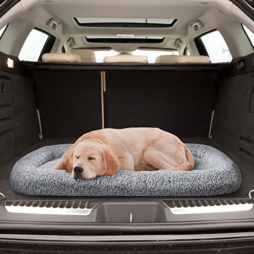 Friends Forever Bolster Dog Crate Mat 48 Inch, Washable Dog Crate Bed, Sherpa Fleece, Nova Grey - color: Nova Grey, size: 47.5"L x 29.5"W x 3.5"H, style: Crate Mat w/ Bolster