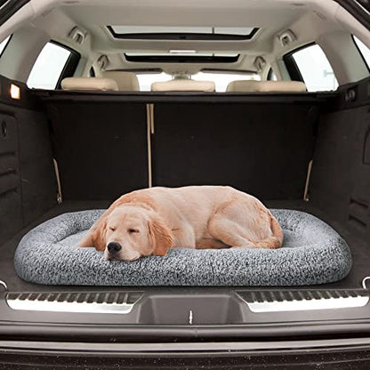 Friends Forever Bolster Dog Crate Mat 48 Inch, Washable Dog Crate Bed, Sherpa Fleece, Nova Grey - color: Nova Grey, size: 47.5"L x 29.5"W x 3.5"H, style: Crate Mat w/ Bolster