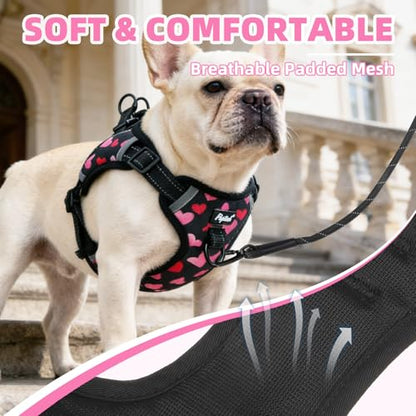 PUPTECK Dog Harness Small Sized Dog, Step in Adjustable Reflective Dog Vest Harness Escape Proof, No Pull Soft Padded Harness Easy Control, Heart, M - color: Black(Heart), size: M (CHEST: 14.5"-20")