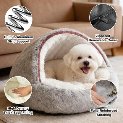 Dog Beds Medium Size Dogs, Calming Deluxe Plush Dog Cave Bed for Medium Dogs - Removable & Washable with Zipper, Built-in Support & Stable Non-Collapsible, Pet Bed for Dogs & Cats 32×32Inch - size: 80cm-gray bed