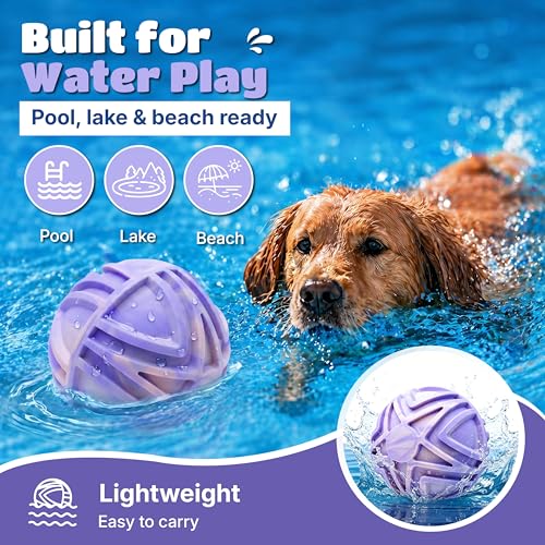 Dog Balls for Large Dogs, 7'' Large Dog Ball, Durable Outdoor Fetch Toy, Bouncy Floating Water Ball, Interactive TPR Foam Dog Toy for Large Breeds, Gentle on Teeth, Pink & Purple Ombre - color: Pink & Purple Ombre