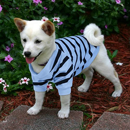 Pet Dog Striped T-Shirt Dogs Cats Cotton Vest Spring Summer Pet Apparel Tee Shirt Suitable for Small and Medium Large Pets French Bulldog Bichon - color: Blue, size: X-Small