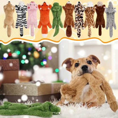 Sratte 10 Pcs Soft Dog Squeaky Toys No Stuffing Crinkle Dog Toy for Aggressive Chewers Durable Plush Teething Puppy Squeak Animals Chew for Small Medium Large Pets, 10 Styles (Cute Style) - style: Cute Style