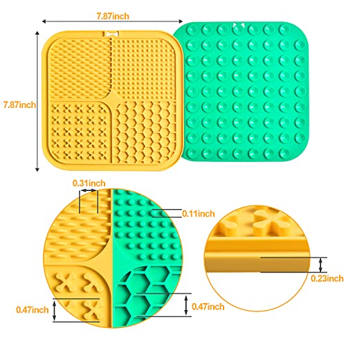 LUKITO Premium Silicone Licking Mat for Dogs & Cats, 77 Suction Cups, Slow Feeder, Boredom Reducer, Anxiety Relief, Dishwasher Safe, Food Grade - color: Large-Yellow&Green