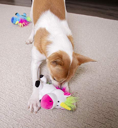 goDog (2 Count) Magical Creatures Unicorn Squeaky Plush Dog Toy, Chew Guard Technology - Blue/White, Small - size: Small, style: Unicorns, 2-Pack