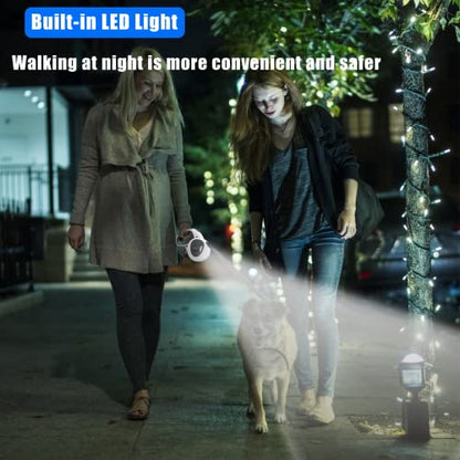 HCY&WLD Upgrade 4-in-1 Retractable Dog Leash with LED Light & Dispenser & Poop Bags, 16 ft Heavy Duty Dog Leash with Anti-Slip Handle for Dogs up to 110 lbs, 360° Tangle-Free, One Button Brake & Lock - size: Large